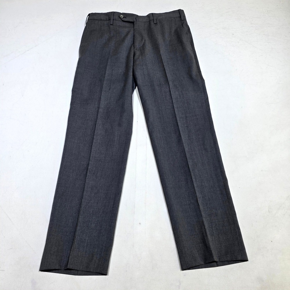 PT01 Dress Pants Mens 32 Gray Slim Fit Super 100s Wool Trousers Luxury Sartorial